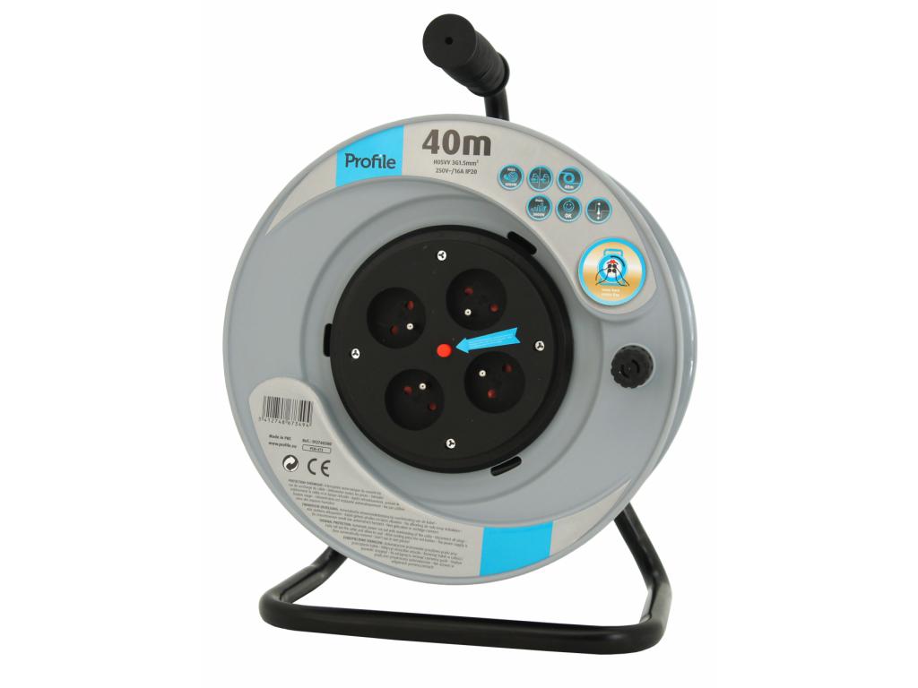 KABELHASPEL 40M 3G1.5MM² + 4 STOPCONTACTEN