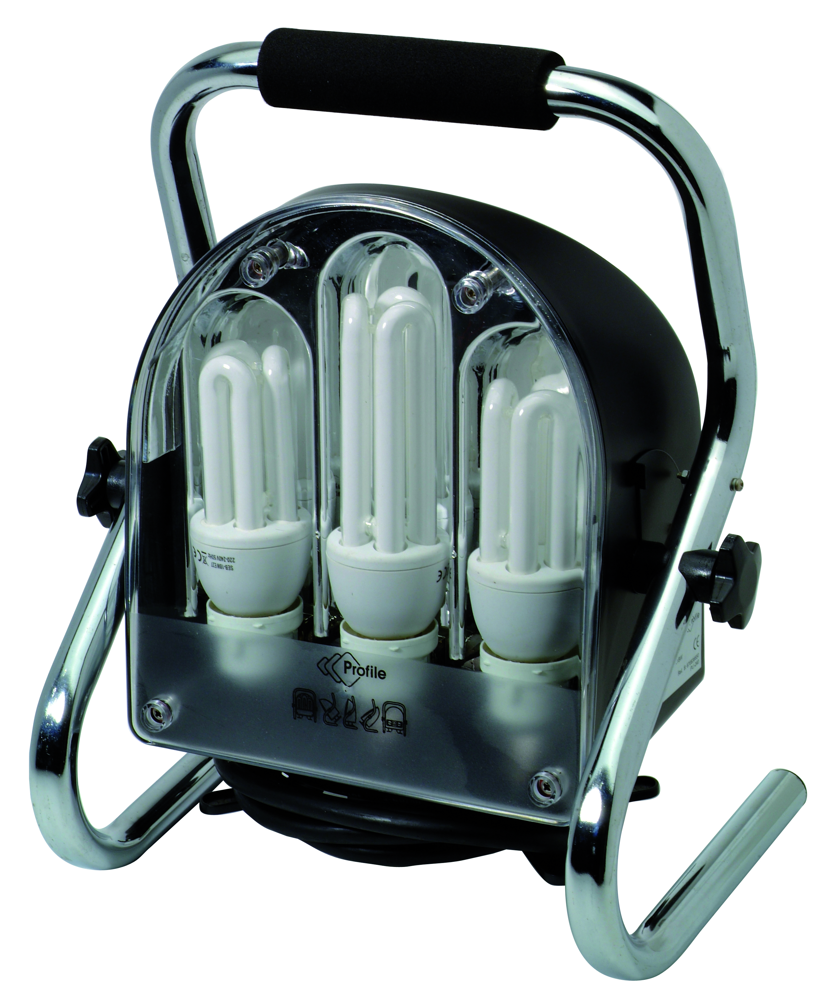 CFL WERKLAMP 60W 2 STOPCONTACTEN OP VOET