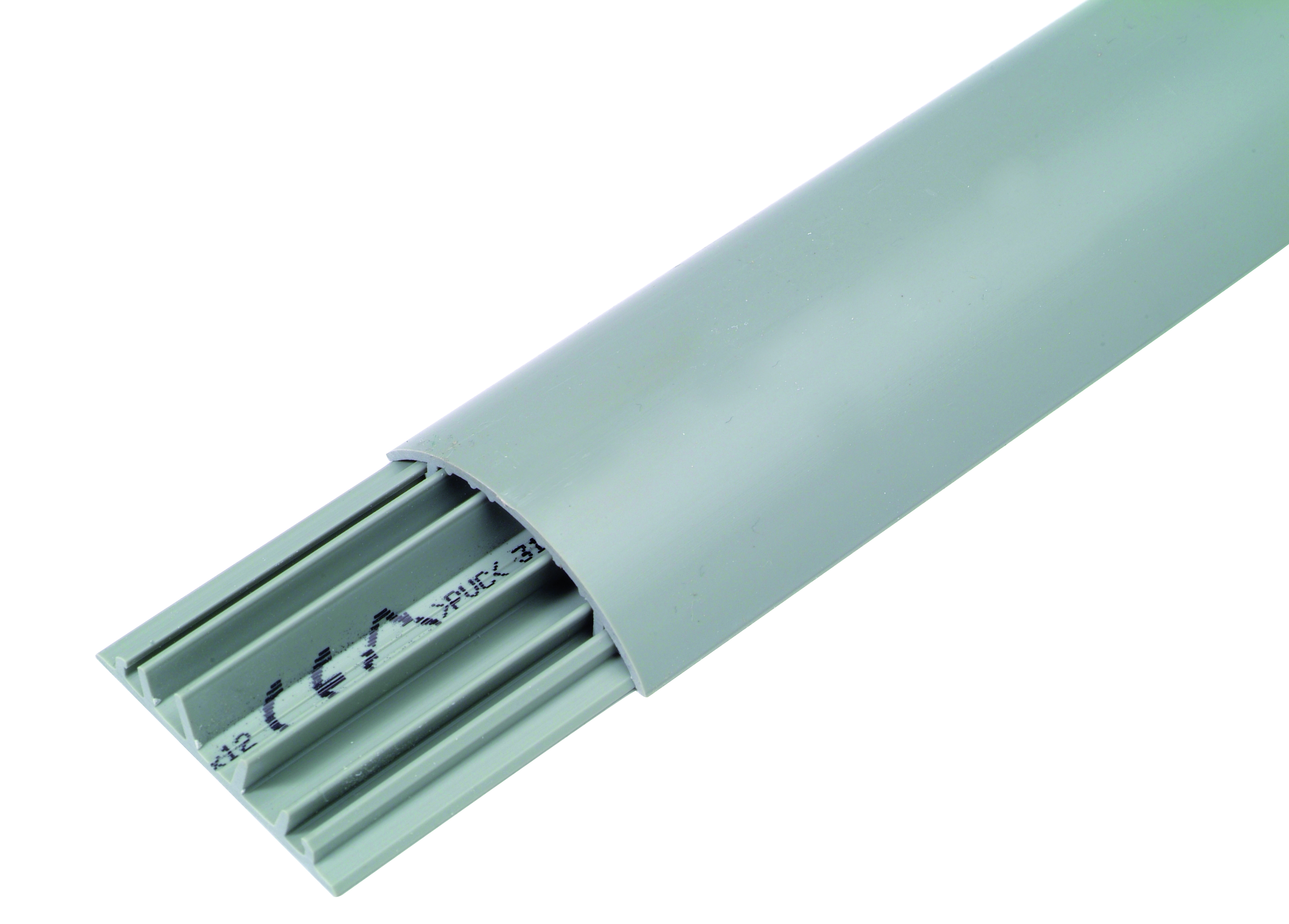 Vloerlijst 50x12x2000mm 3 Compartimenten Grijs