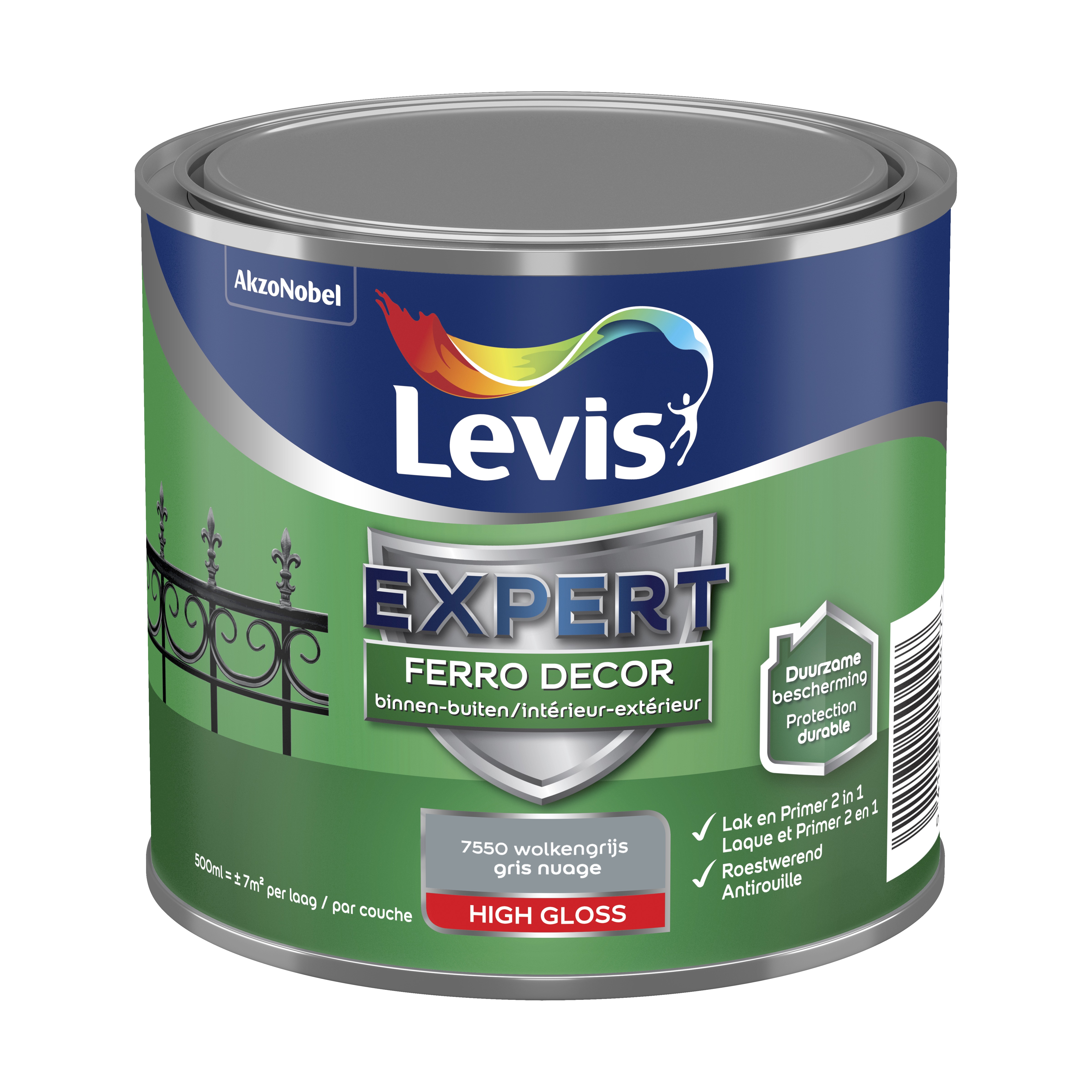 Antirouille Ferro Decor Gris Nuage Brillant 0,5l