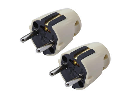 Stekker 10a 2p+a Ivoor - 2st