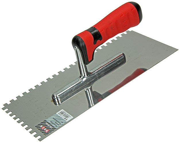 Getande Rvs Plakspaan Softgrip 120x280mm Fijne Vertanding 10x10mm
