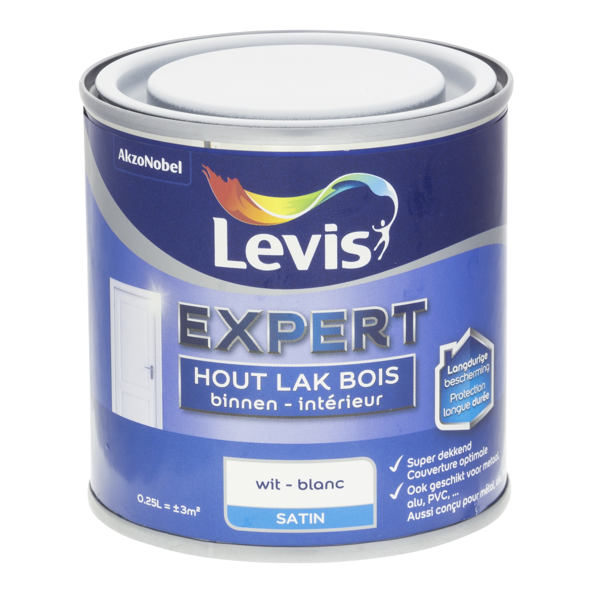 LAK EXPERT HOUT BINNEN SATIN 250 ML WIT