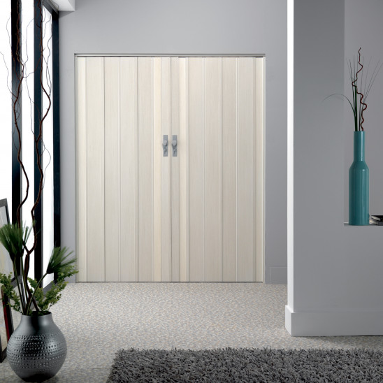 VOUWDEUR - LAMEL AXIA TECK HOUT H2.05X0.84M