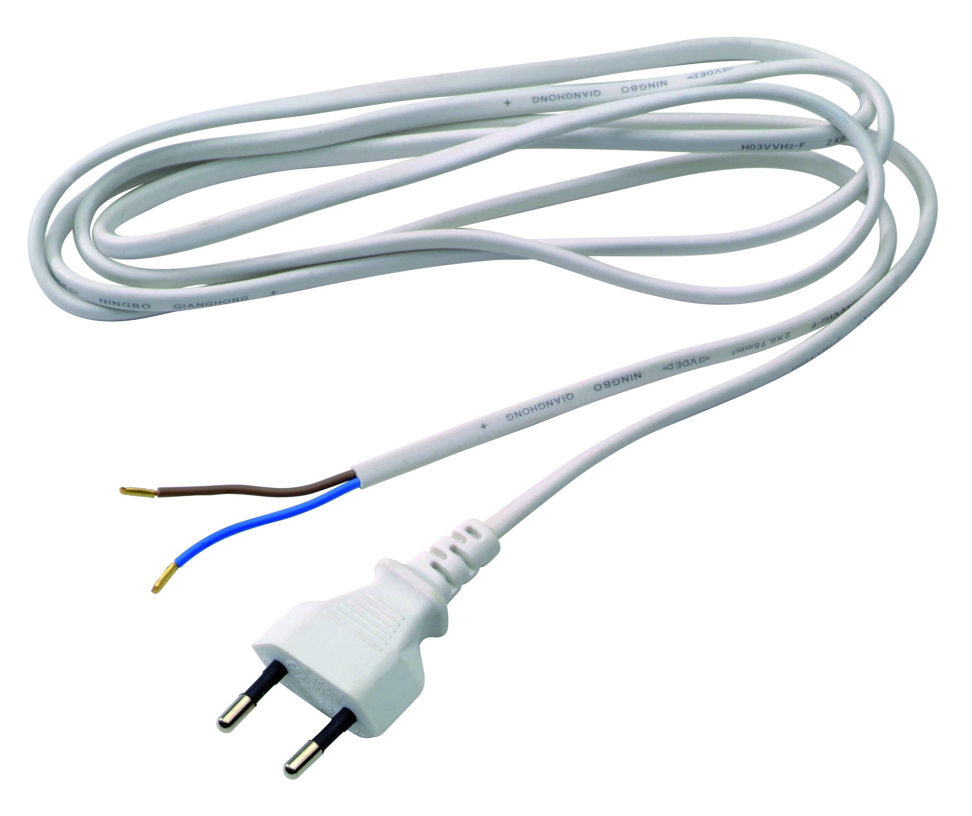 AANZETSNOER 2X0.75MM² 2M WIT