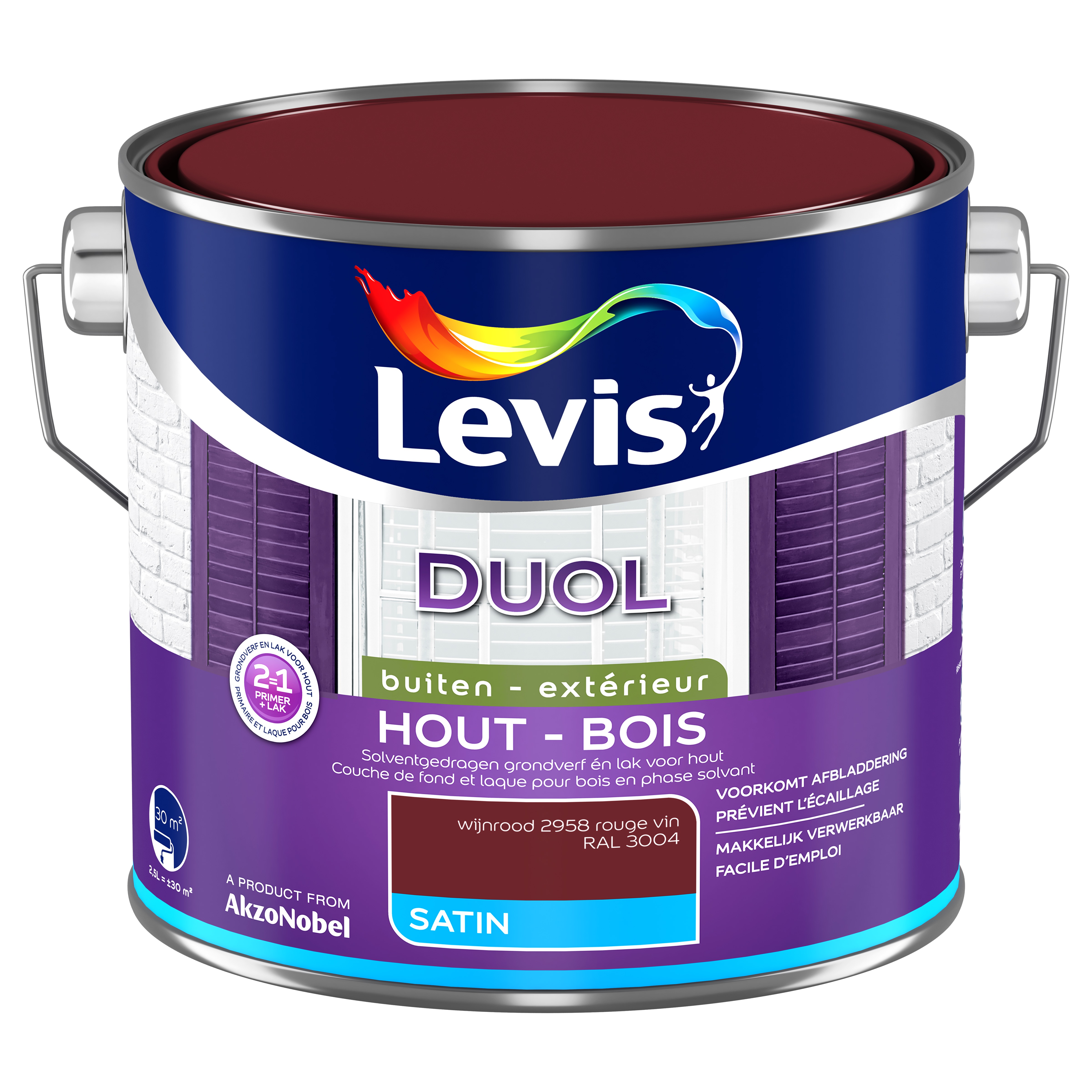 LAK DUOL SATIN WIJNROOD 2,5 L