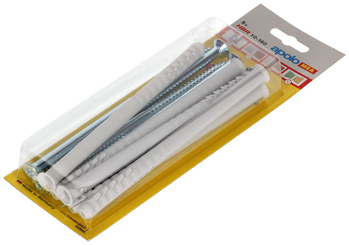 KOZIJNPLUGGEN NYLON+SCHROEVEN 10X160MM - 5 ST