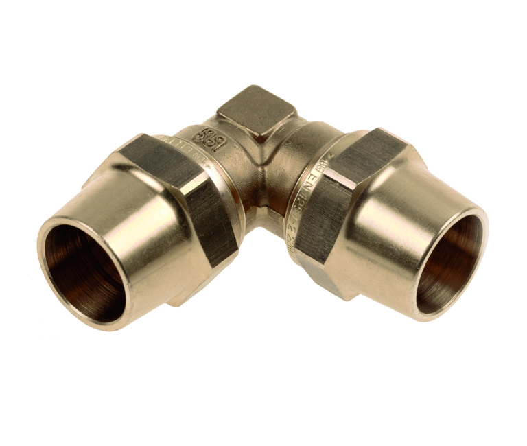 GAS-KLEMKOPPELING KNIE 90° 12 MM MESSING
