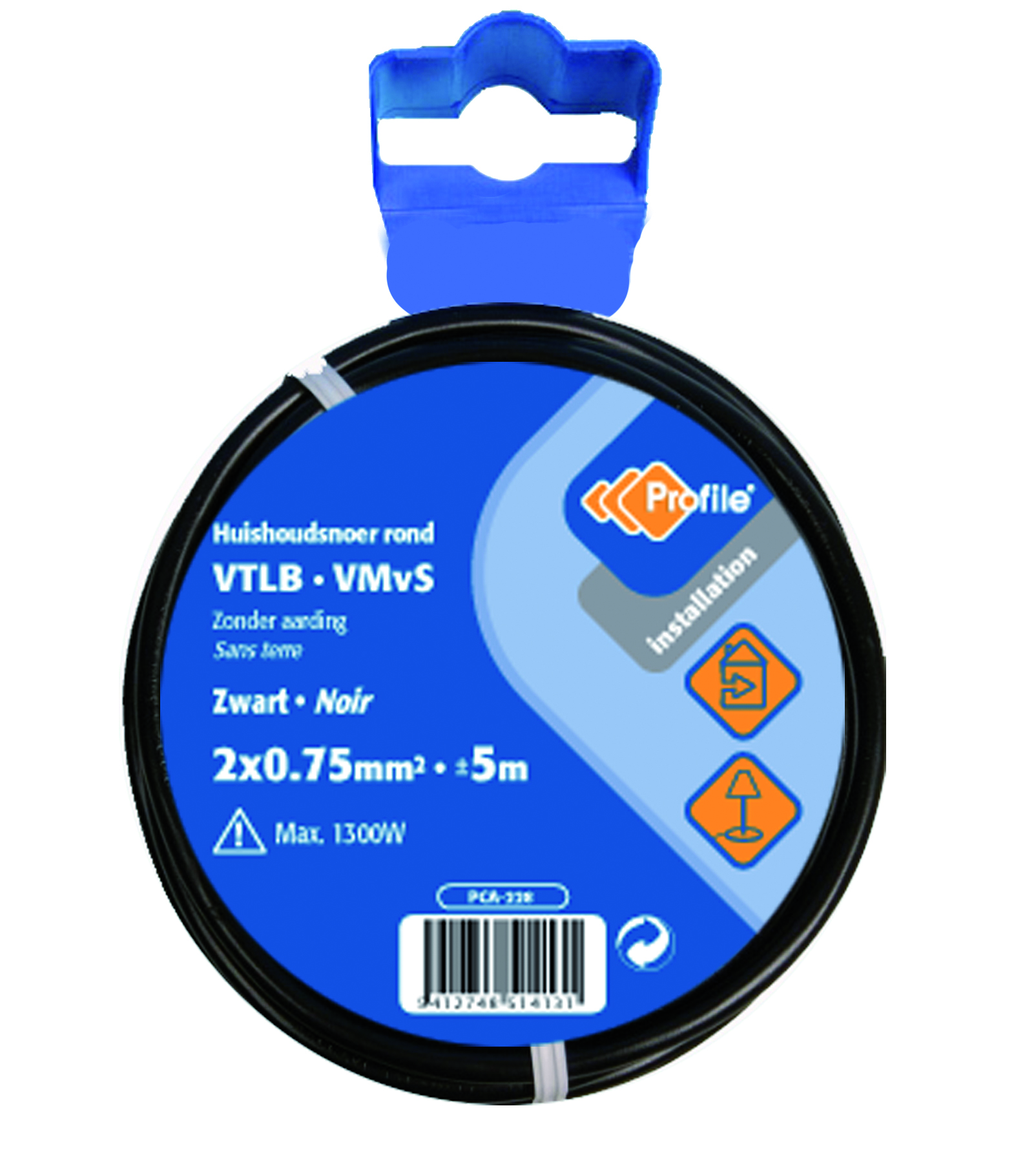 Kabel Vtlb 2x0.75mm² Zwart 5m
