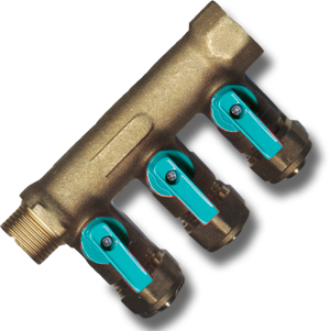 COLLECTOR 3 AFSLUITKRANEN 3/4'' MF BLAUW MESSING