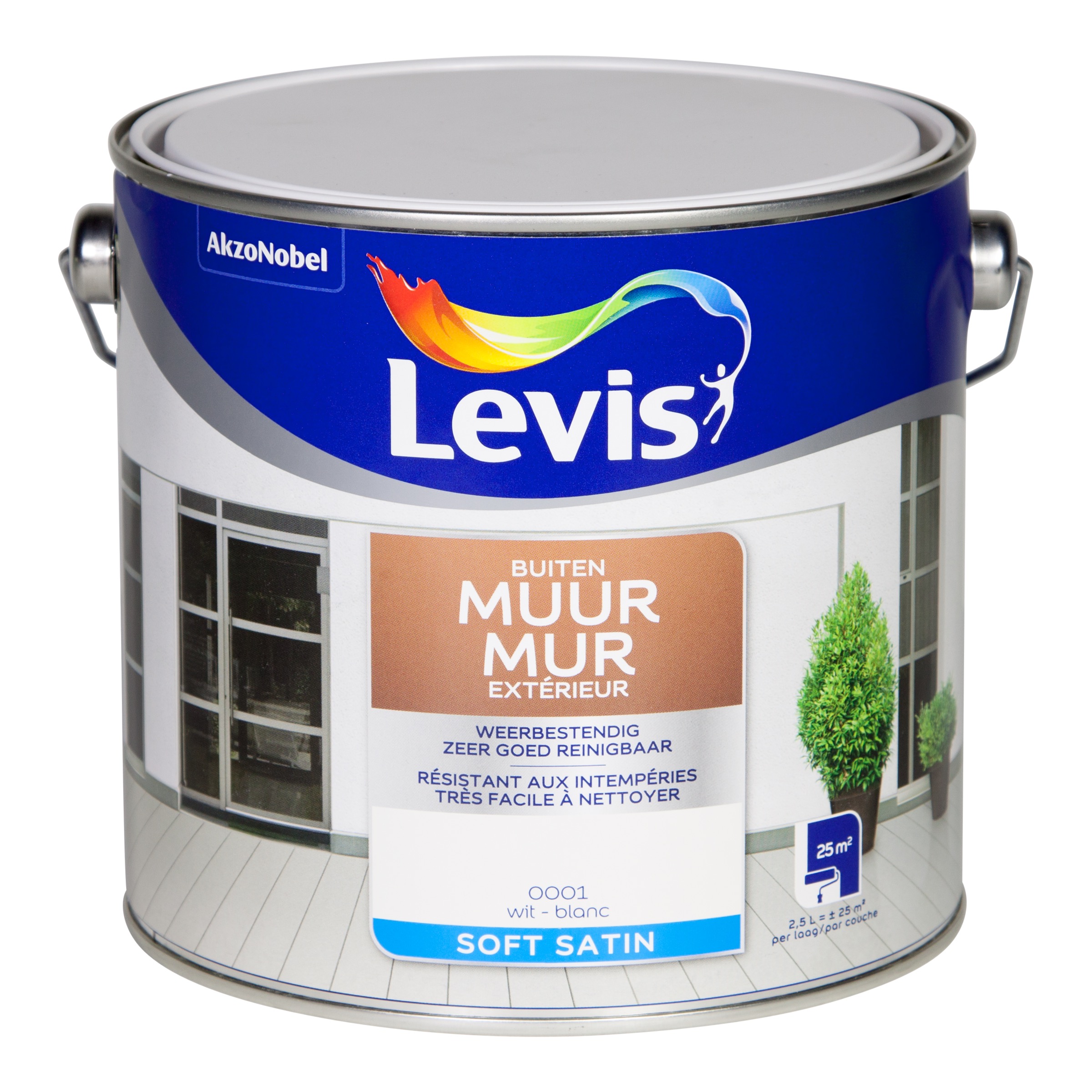 PEINTURE MURALE MUR EXTÉRIEUR BLANC SATIN 2,5 L