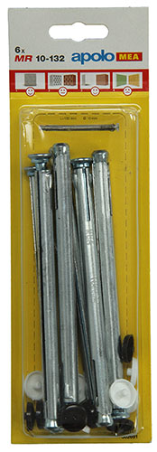 Kozijnpluggen Metaal+schroeven 10x132mm - 6st