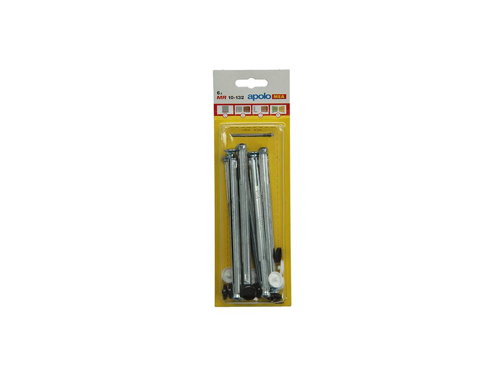 KOZIJNPLUGGEN METAAL+SCHROEVEN 10X132MM - 6ST