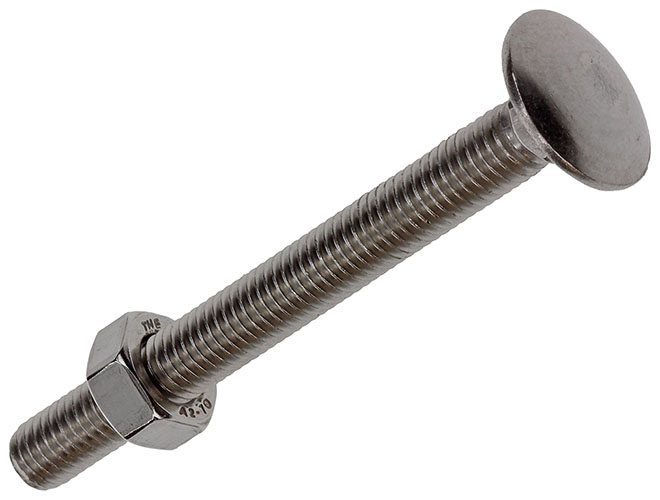 Houtbout+moer Roestvrijstaal M8x80mm