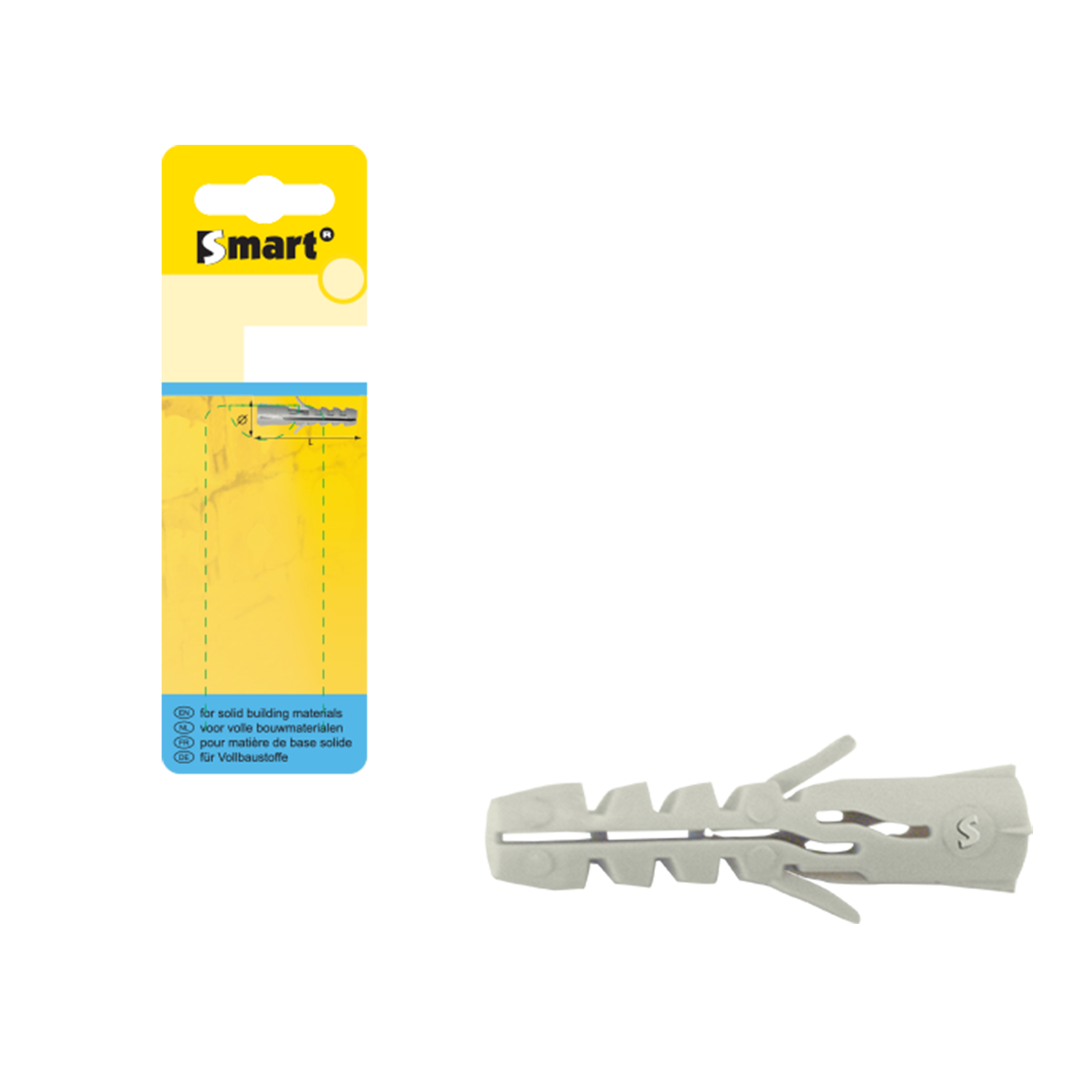 NYLON PLUG S ZNDR BOORD Ø5X25 GRIJS