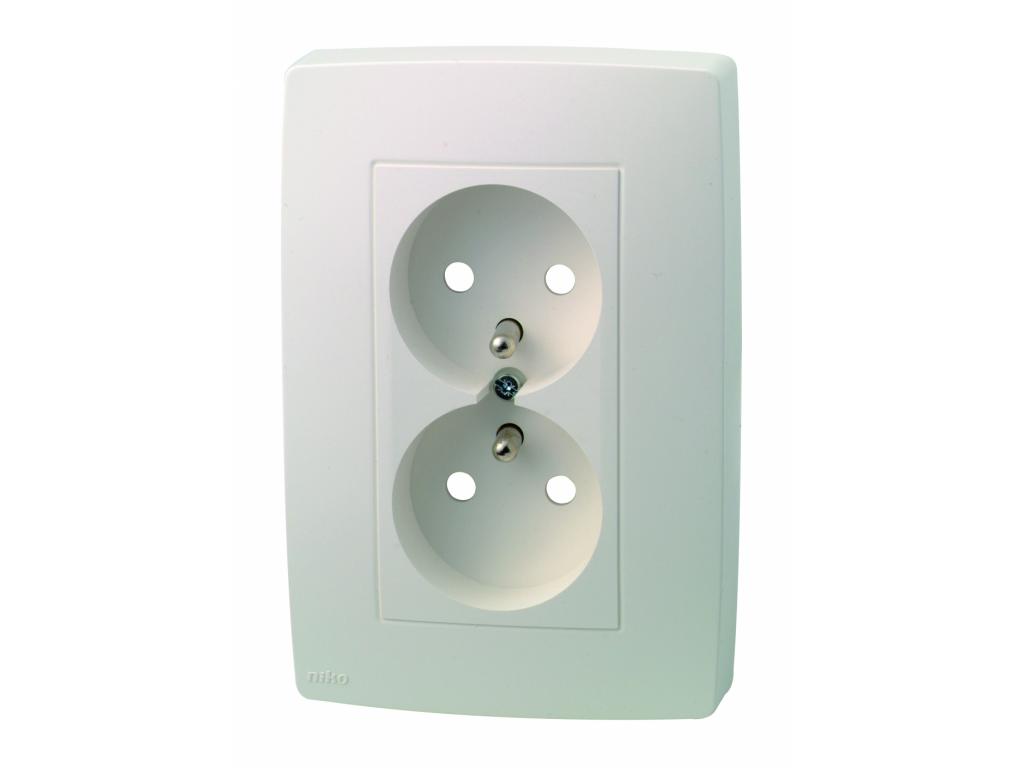 DUBBEL STOPCONTACT +A 31.5MM +VEILIGHEID ORIGINAL WHITE