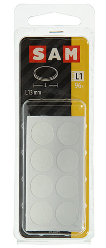 Caches Vis Autocollant Plastique Blanc 13mm - 96pc