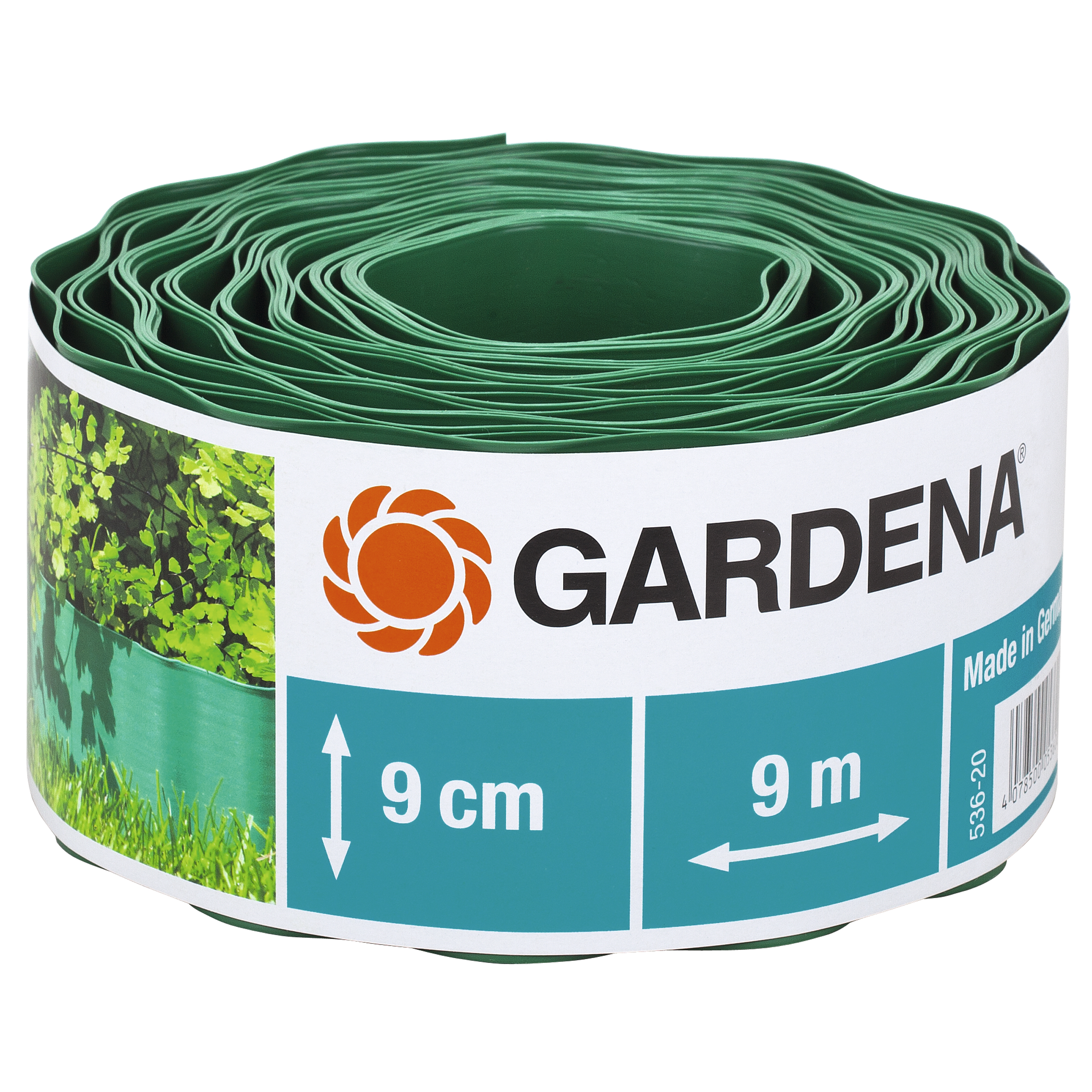 Tuinrand Groen Kunststof 9m-9cm